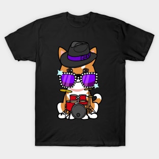 Funny orange dog is playing the drums T-Shirt